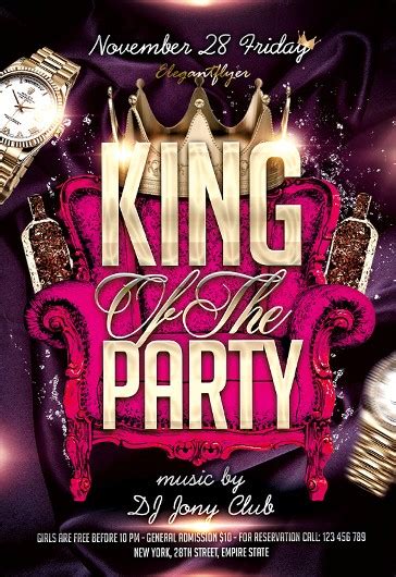 Pink Luxury King Of The Party Premium Flyer Template PSD | by Elegantflyer