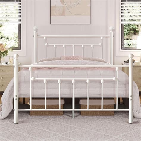 Vecelo Queen Size Metal Platform Bed Frame With Headboard Footboard