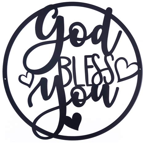 Metalcraft Wall Art God Bless You Powder Black Finish Lifesource