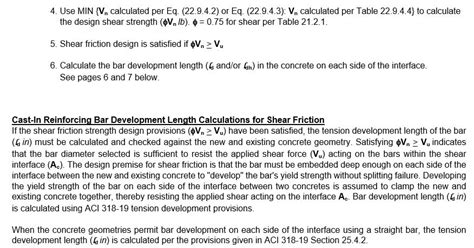 Shear Friction Using Aci Provisions For Post Installed