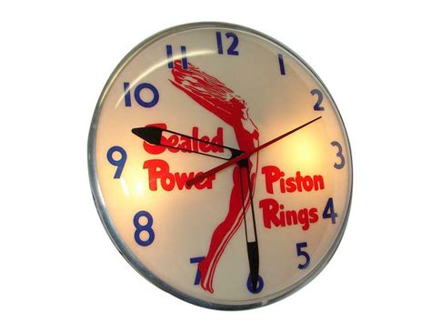 1950s Sealed Power Piston Rings Light Up Service Station Clock With