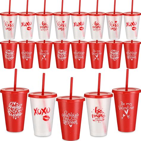 Amazon Ziliny 24 Pcs Valentine S Day Tumbler Bulk With Straw And