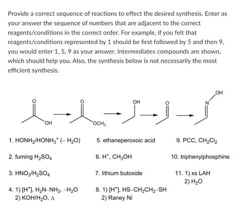 Solved Provide A Correct Sequence Of Reactions To Effect The Chegg