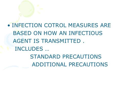 Infection control measures