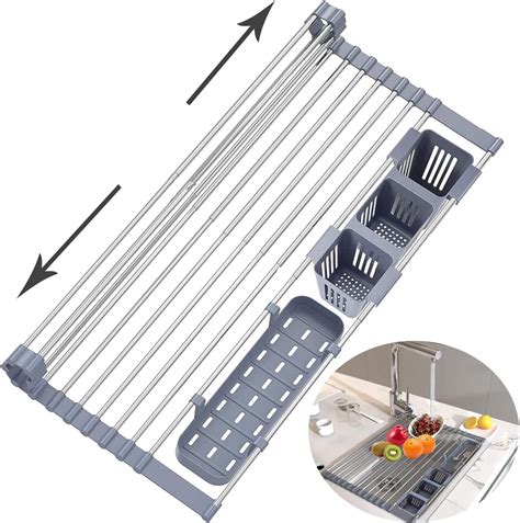 TUSOUL Escurridor De Trastes Escurridor Enrollable Para Fregadero De