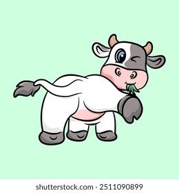 Cute Cow Happy Pose Cartoon Vector Stock Vector Royalty Free