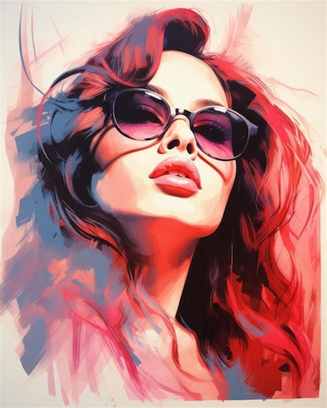 Premium AI Image A Digital Painting Of A Woman Wearing Sunglasses