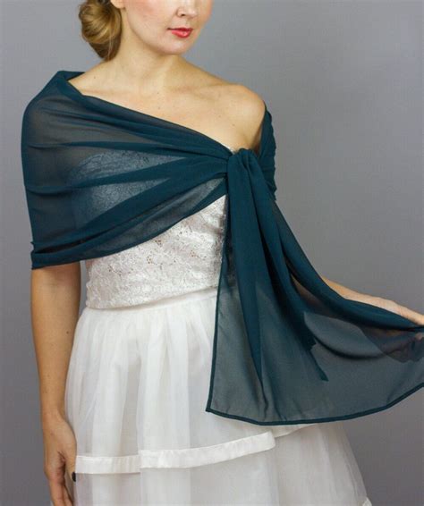 Luxury Dark Green Chiffon Wrap Shawl Bolero Winter Wedding Etsy In