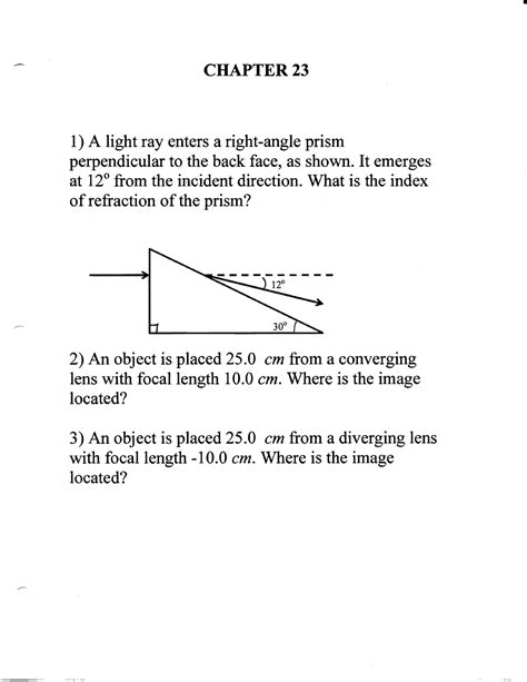 Chapter 23 Problem Sheet • Chapter23 1 A Light Ray Enters A Right