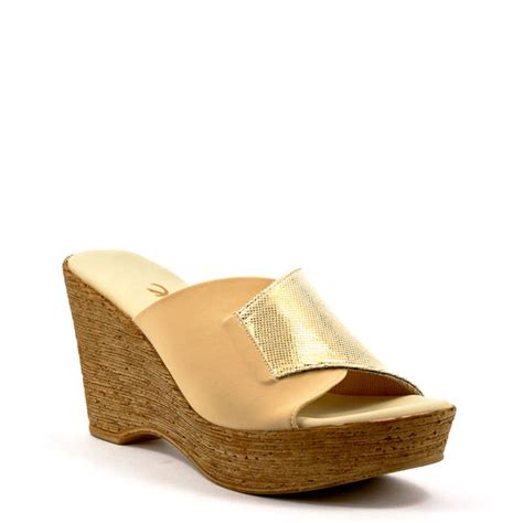 Gold Leather Wedge By Onex Shoes | Diane Platinum Leather – Erik's Shoes