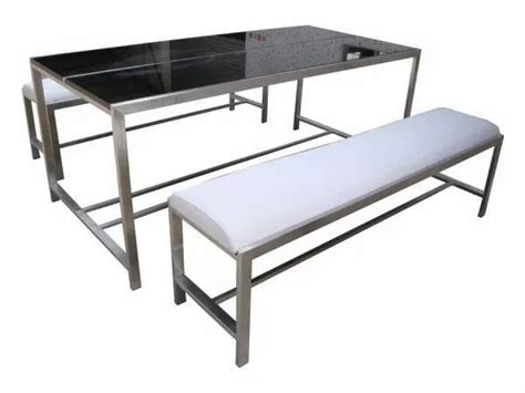 Silver Rectangular Stainless Steel Dining Table For Canteen At Rs 3500