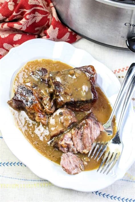 Slow Cooker Roast Beef and Gravy - Moore or Less Cooking