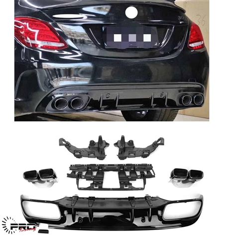 Bodykit Mercedes W205 Rear Diffuser C63 AMG Look With Exhaust Tips