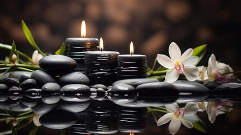 Premium AI Image Hot Stones Relaxing Massage In The Spa Hot Stones And Candles With Flowers