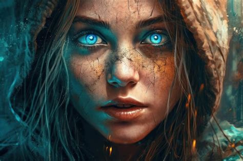 Una Chica Con Ojos Azules Y Capucha Foto Premium