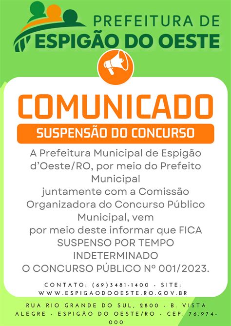 URGENTE Concurso Público em Espigão d Oeste RO é suspenso por tempo