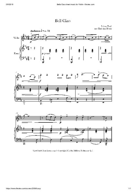 Bella Ciao Sheet Music For Violin Pdfcoffeecom