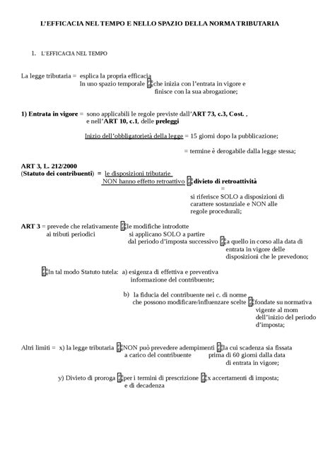 Efficacia Nel Tempo E Nello Spazio Della Norma Tributaria Riassunto