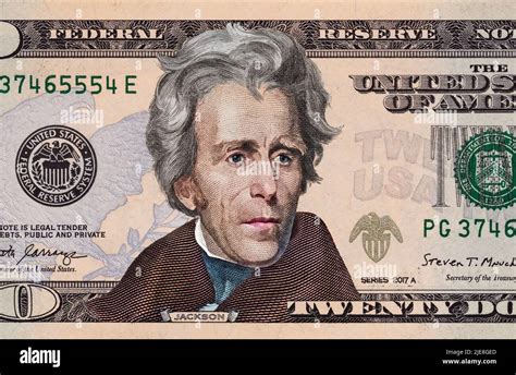 Closeup Of Front Side Of Colorized 20 Dollar Banknote For Design