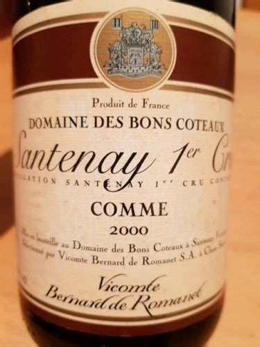 Vicomte Bernard De Romanet Domaine Des Bons Coteaux Santenay Er Cru