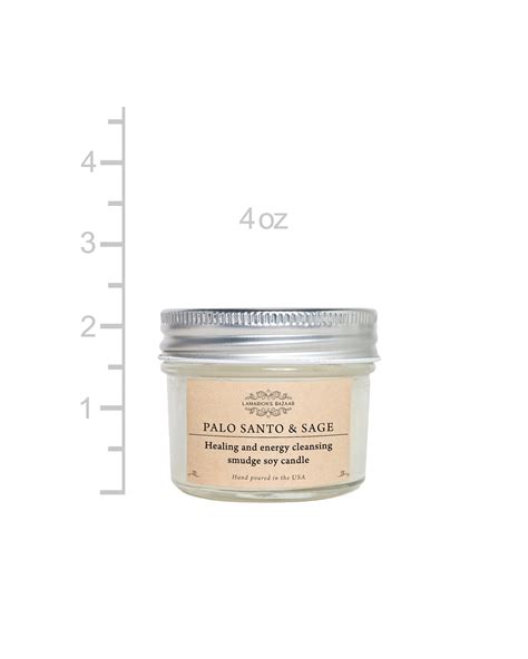 Palo Santo Sage Smudge Soy Candle With Natural Crushed Sage Leafs For