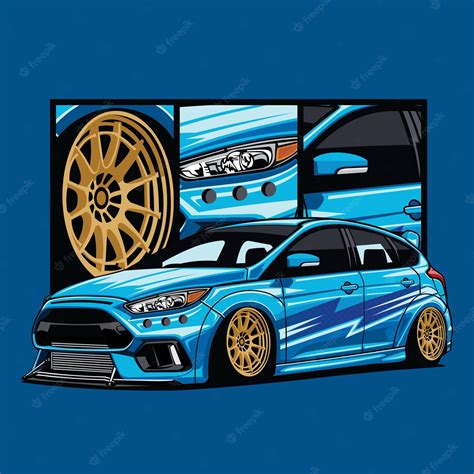 Premium Vector | Vector blue car sport with details