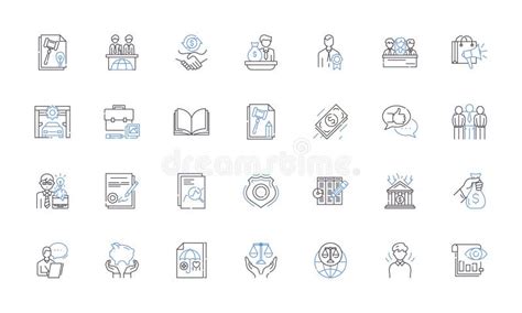 Constitutional Rights Line Icons Collection Equality Justice Freedom