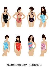 Fashion Illustration Model Bathing Suit Over Royalty Free