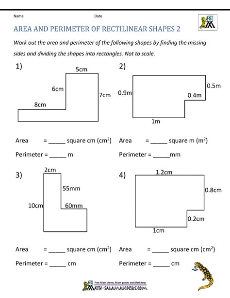 Area Of Rectilinear Shapes Worksheets