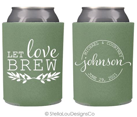 Let Love Brew Custom Wedding Can Cooler Etsy