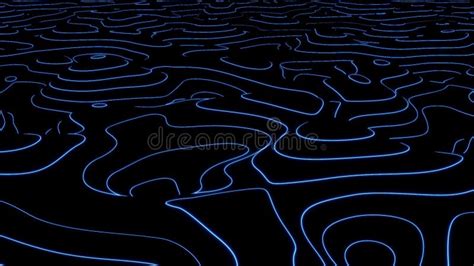 Topographic Map Concept Neon Curve Lines Landscape A Black Background