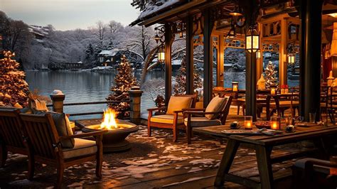 Winter Cozy Porch Ambience Snowy Day With Relaxing Piano Jazz Music