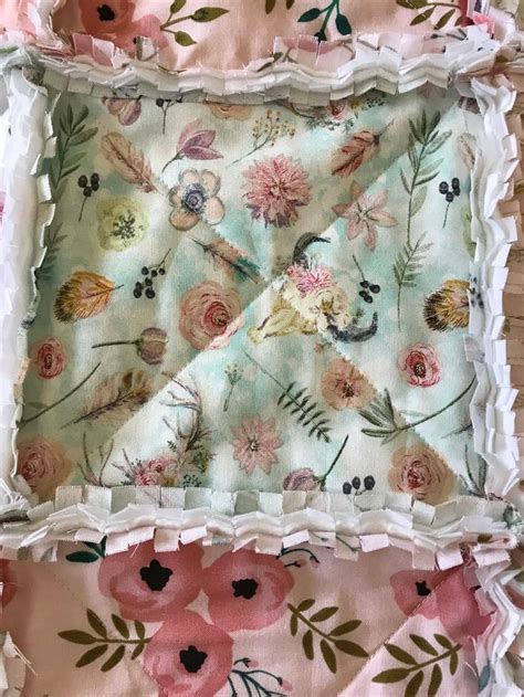 Boho Rag Quilt Baby Girl Blanket Crib Nursery Bedding Etsy 日本 ベビー