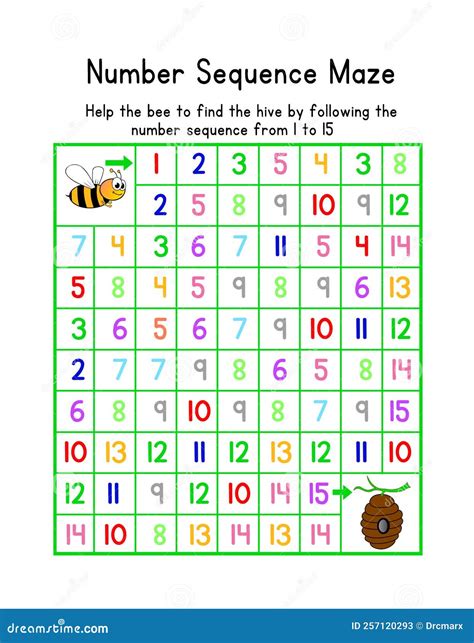 A Flat Illustration Of An Educational Number Maze For Small Kids Stock