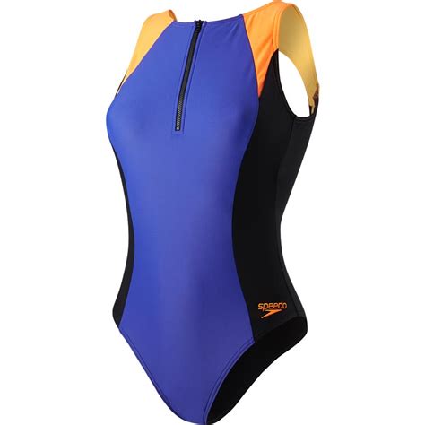 Speedo Hydrasuit Swimsuit Black Ultramarine Fluo Orange