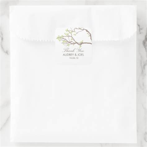 Blissful Branches Wedding Square Sticker Zazzle