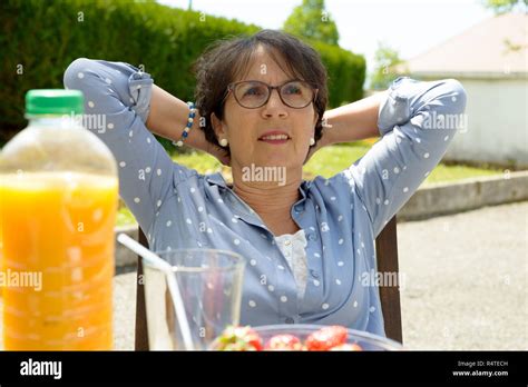 Beautiful Mature Woman Relaxes Hi Res Stock Photography And Images Alamy