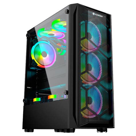 Gabinete Gamer Hayom GB1706 Tampa Lateral De Vidro 3 Fans LED