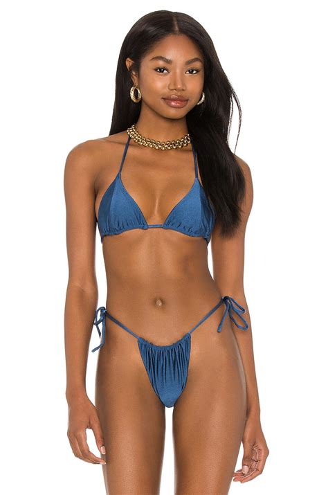 Vdm Marley Reversible Bikini Top In Metallic Deep Blue Matte Deep