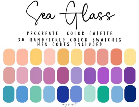 Sea Glass Procreate Color Palette Color Swatches Pastels Rainbow