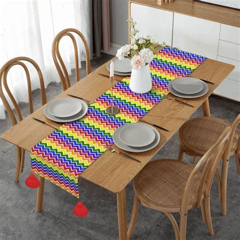 LGBTQ Pride Month Rainbow Gay Table Runner Tabletop Art For Kitchen