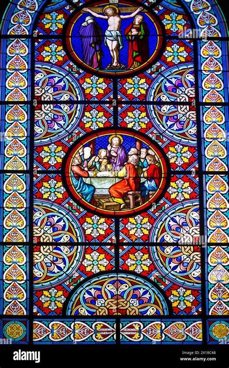 Church Window Jesus At The Last Supper Basel Minster Basel Canton