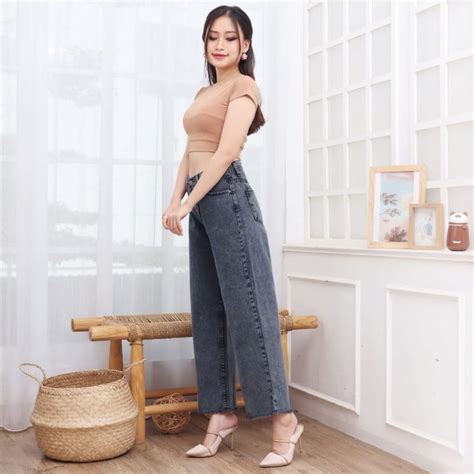 Jual Celana Kulot Jeans Wanita Snow Rawis Shopee Indonesia