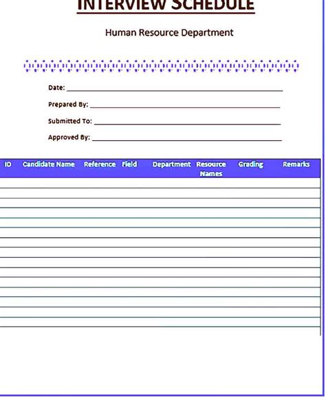 Printable Interview Schedule Template | Pitsel With Regard To Interview Agenda Template ...