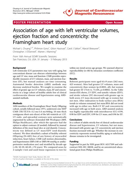 Pdf Association Of Age With Left Ventricular Volumes Ejection