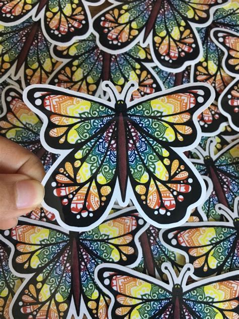 Butterfly Mandala Rainbow Waterproof Laptop Sticker Bottle - Etsy