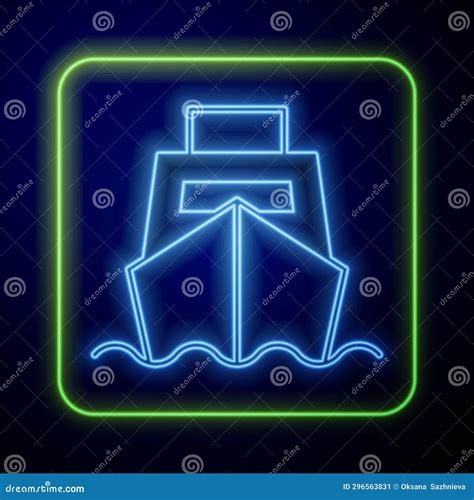 Glowing Neon Cargo Ship With Boxes Delivery Service Icon Isolated On