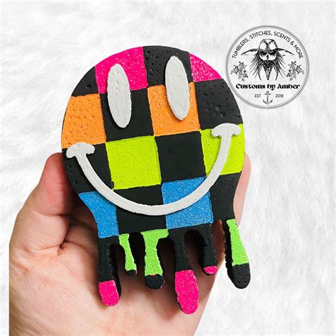 Freshies Smile Face Drippy Checkered Car Freshie Happy Face Etsy