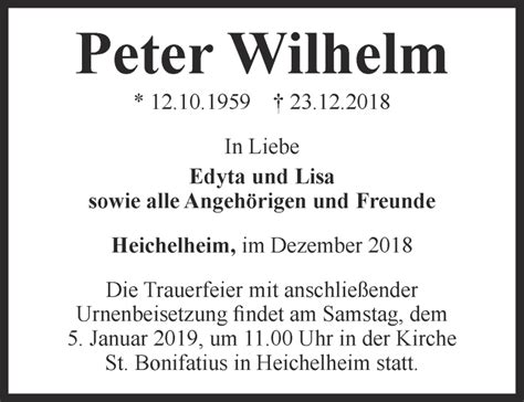 Traueranzeigen Von Peter Wilhelm Trauer In Thueringen De