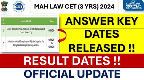 Mh Law Cet 3 Yrs 2024 Answer Key Dates Released Mh Law Cet 3 Yrs